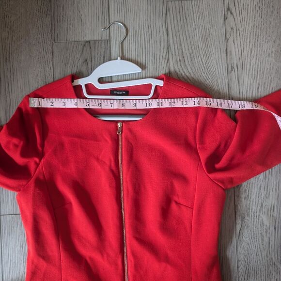Ann Taylor Red Gold Zipper Shift Dress Size 8 - Picture 7 of 8
